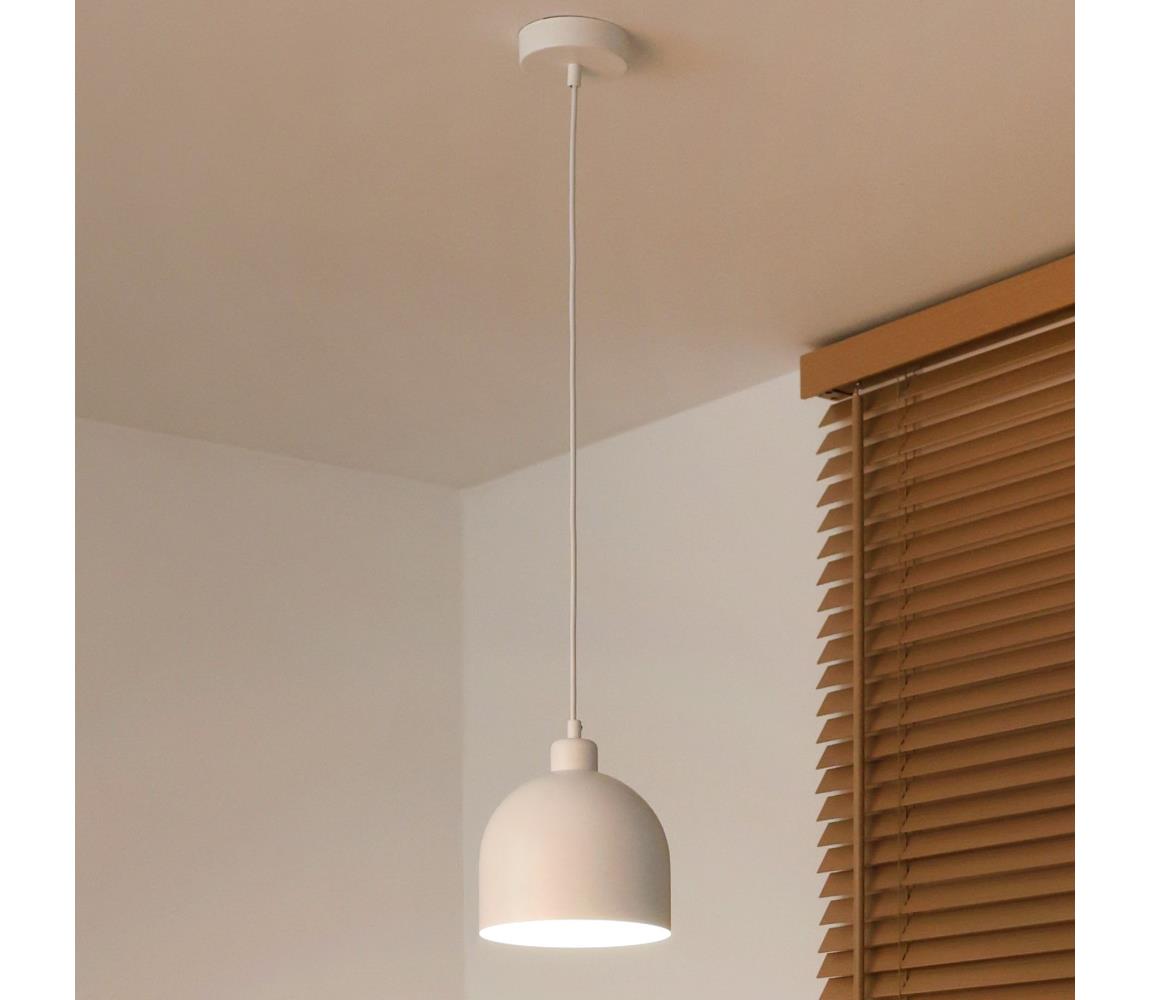 Duolla - Lampa wisząca na lince IRONLINE 1xE27/15W/230V śr. 17 cm biała