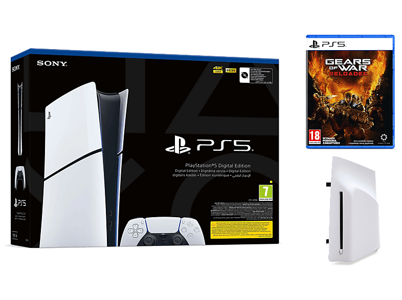 PLAYSTATION 5 Slim Digital Edition 1TB D Chassis + Napęd optyczny Gears of War: Reloaded Biało-czarny