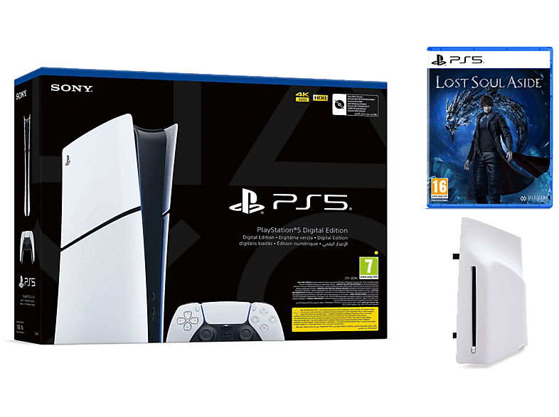 PLAYSTATION 5 Slim Digital Edition 1TB D Chassis + Napęd optyczny Lost Soul Aside Biało-czarny