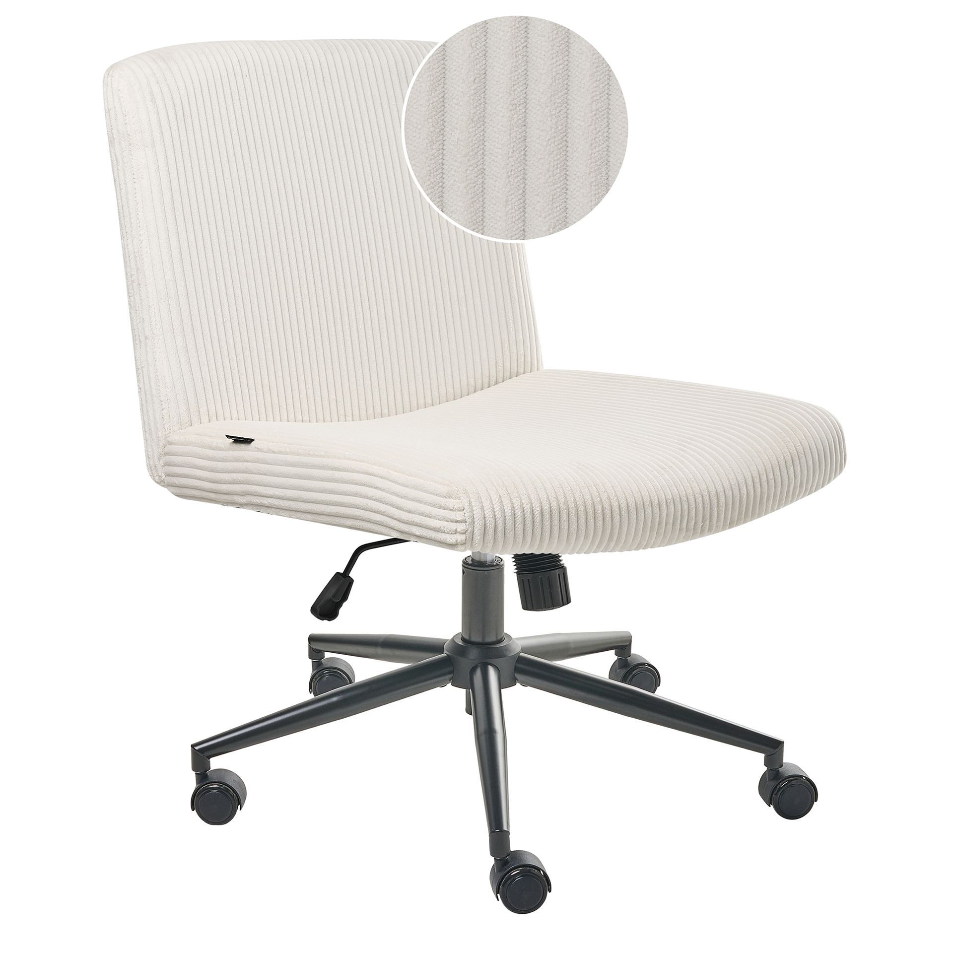 Beliani Krzesło obrotowe GEDDES Sztruks Biały