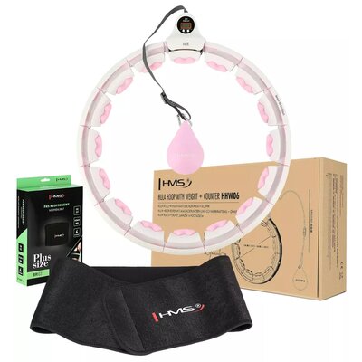 Hula hop HMS HHW06 Plus Size Różowy + pas wyszczuplający BR163 Czarny
