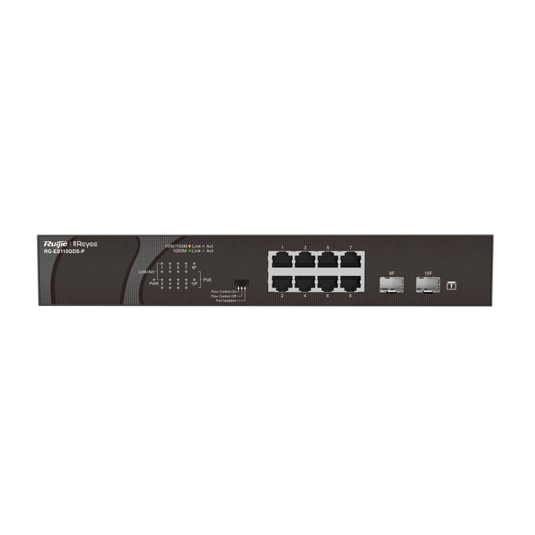 Ruijie Networks RG-ES110GDS-P łącza sieciowe Nie zarządzany Gigabit Ethernet (10/100/1000) Obsługa PoE Czarny