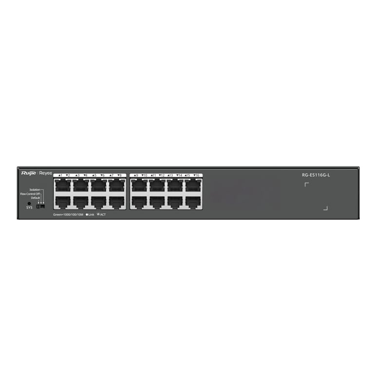 Ruijie Networks RG-ES116G-L łącza sieciowe Nie zarządzany L2 Gigabit Ethernet (10/100/1000) Czarny