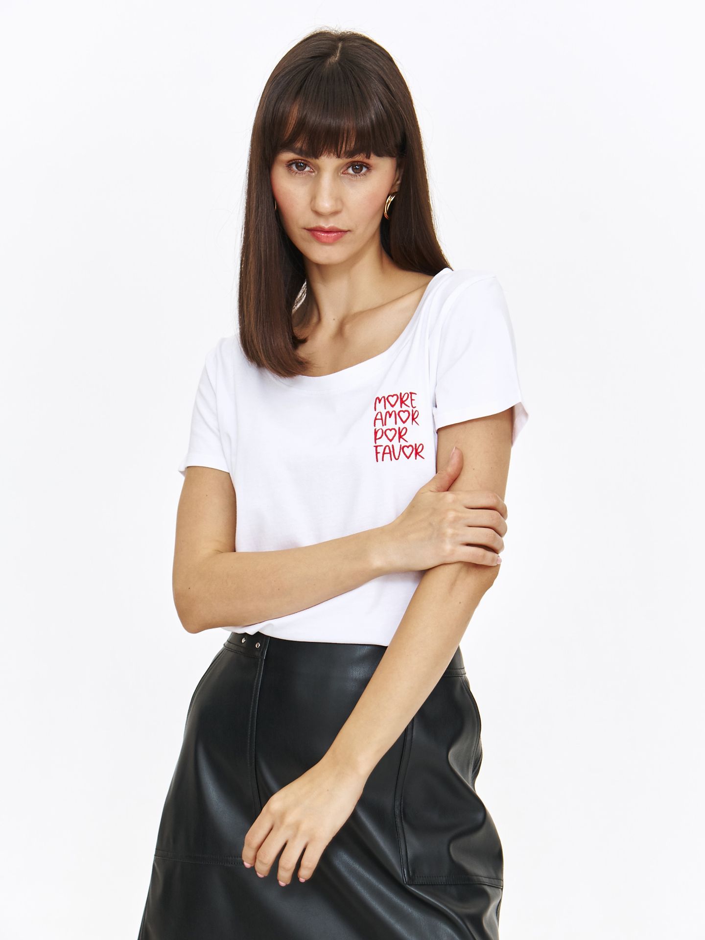 Casualowy top z ozdobnym nadrukiem