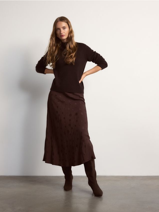 Reserved - Spódnica z wiskozą - mahoniowy
