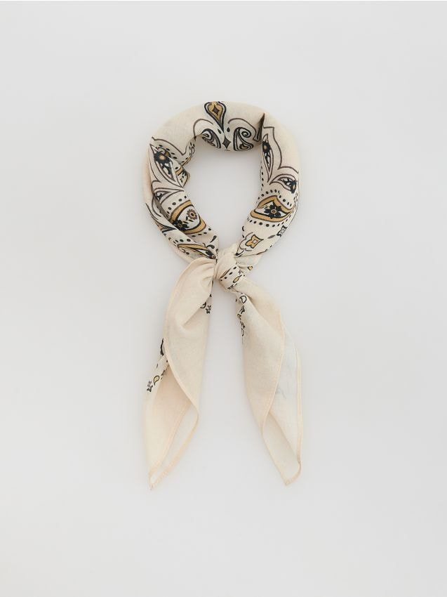 Reserved - Wzorzysta bandana - złamana biel