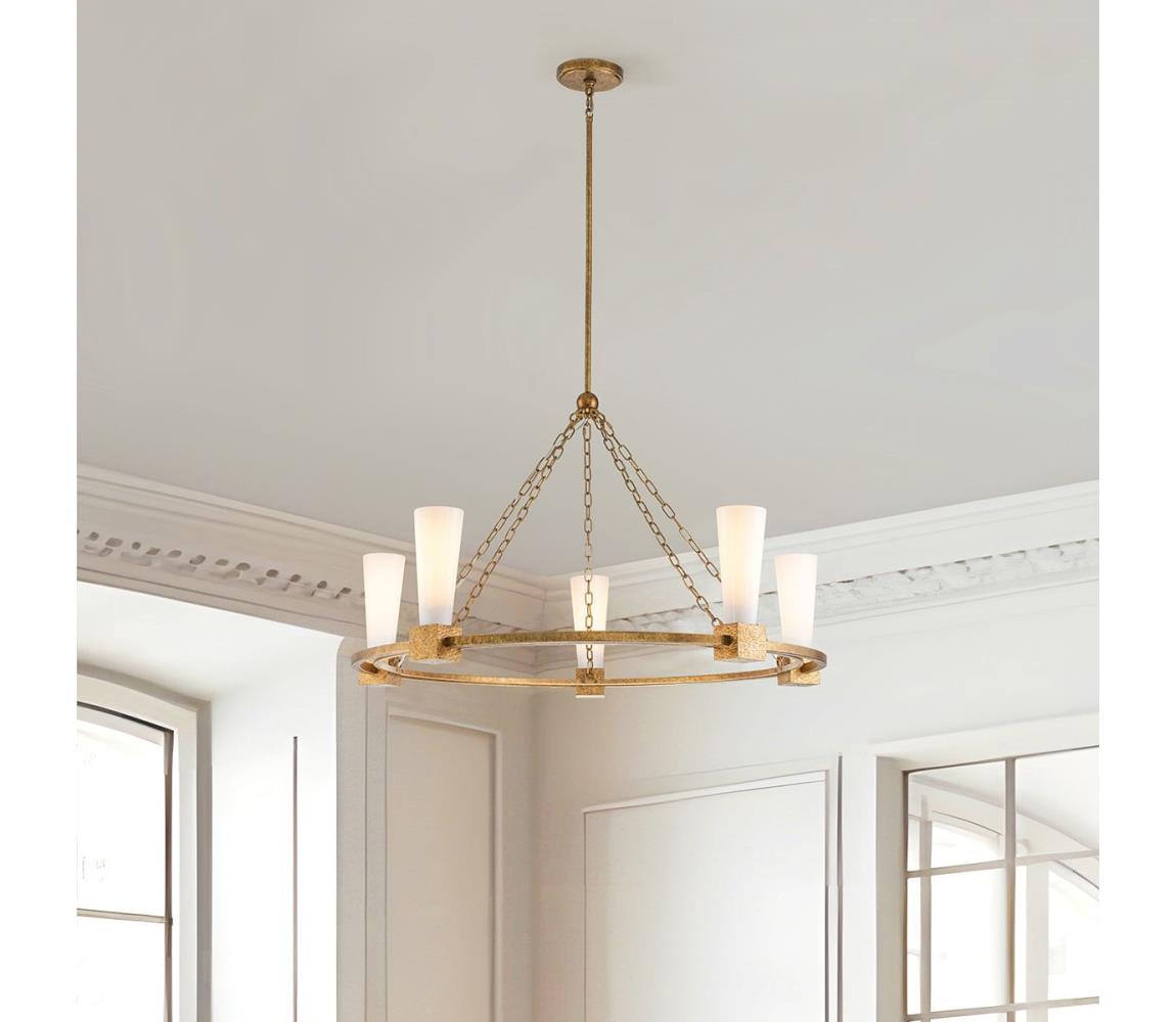 Elstead KRISTY5-DG-OPAL - Żyrandol na pręcie KRISTY 5xE27/40W/230V miedziany