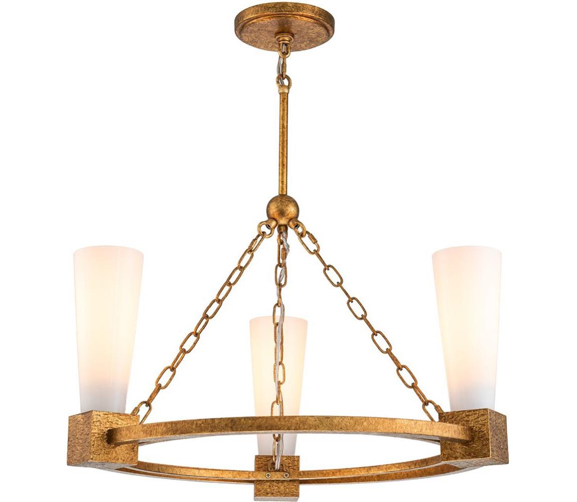 Elstead KRISTY3-DG-OPAL - Żyrandol na pręcie KRISTY 3xE27/40W/230V miedziany