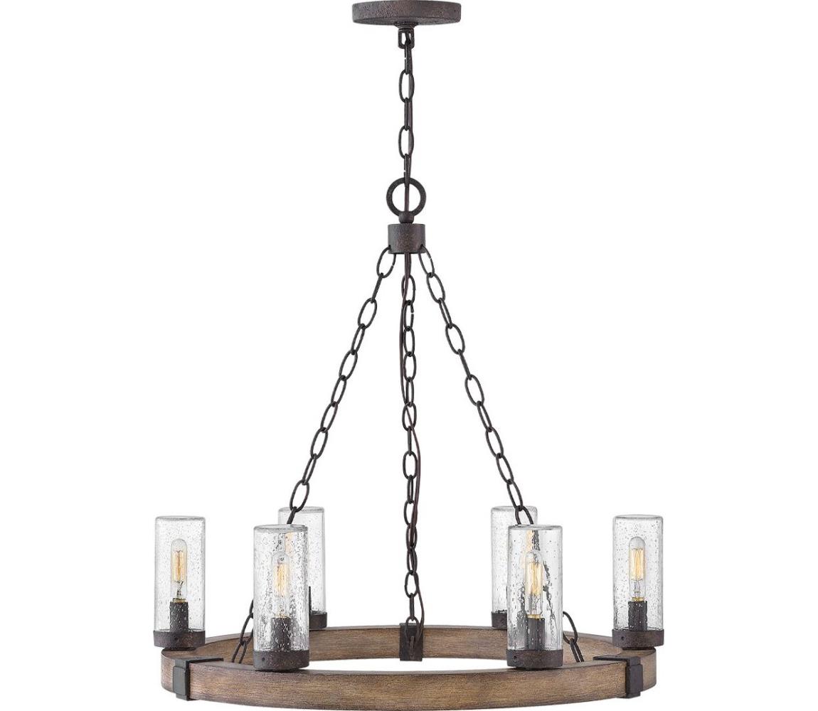 Hinkley HK-SAWYER6-SQ - Żyrandol na łańcuchu SAWYER 6xE14/40W/230V, brązowy