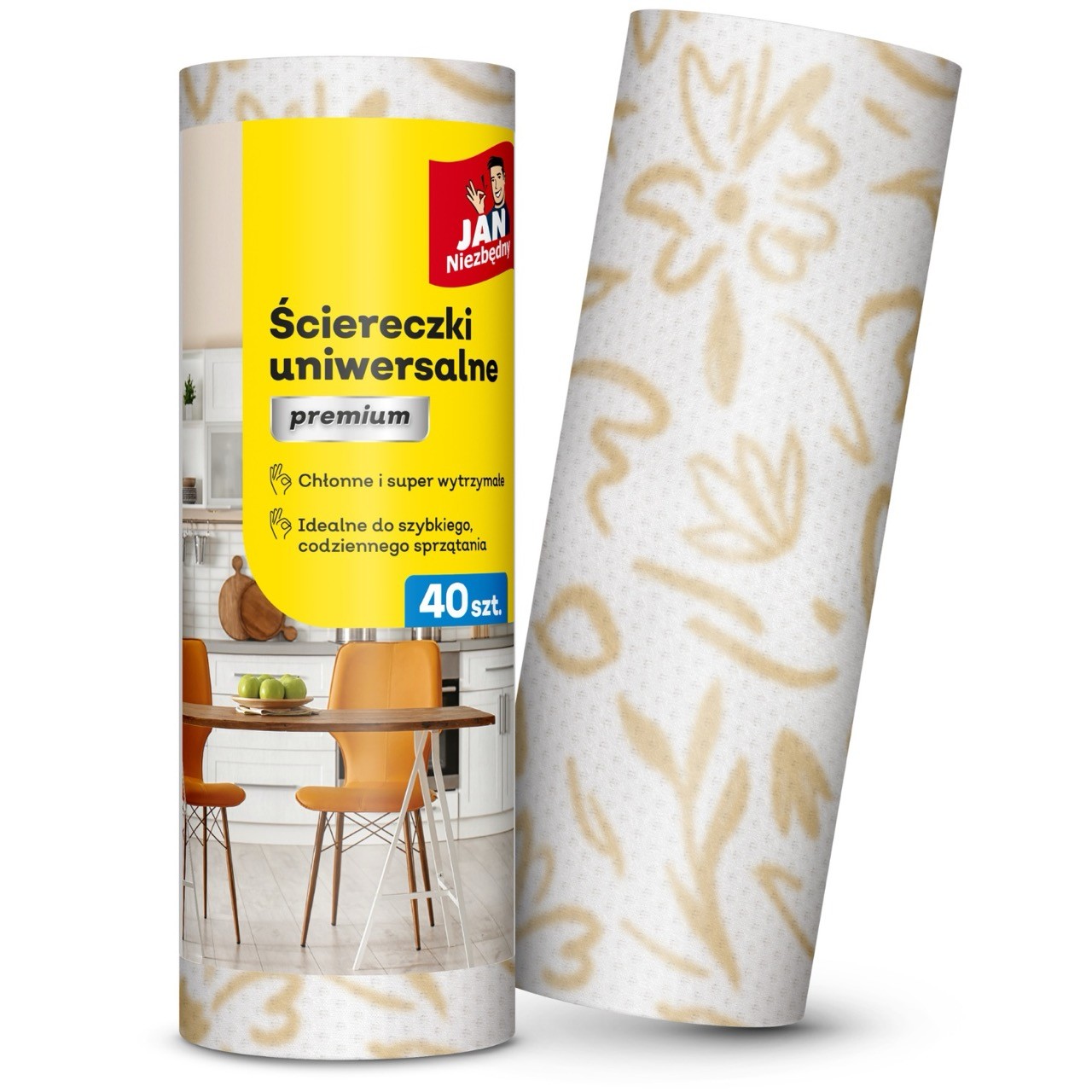 Premium ściereczki uniwersalne na rolce Jan Niezbędny 40 szt.