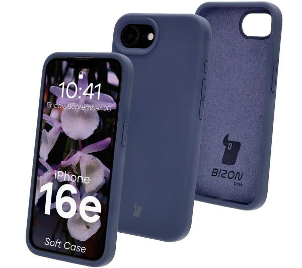 Bizon Silikonowe etui Soft Case do iPhone 16e, ciemnoniebieskie