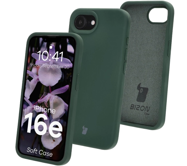 Bizon Silikonowe etui Soft Case do iPhone 16e, ciemnozielone