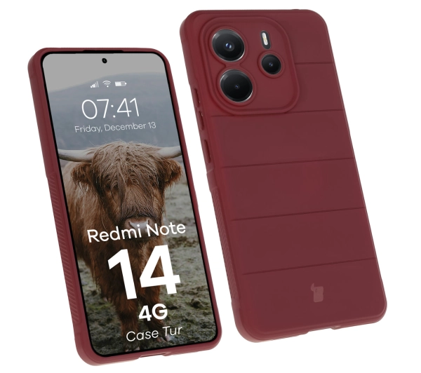 Bizon Pancerne etui Case Tur do Xiaomi Redmi Note 14 4G, burgundowe