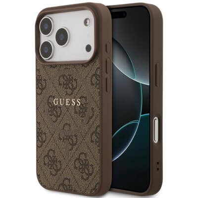 Etui GUESS 4G Ring Classic Logo MagSafe do Apple iPhone 17 Pro Brązowy