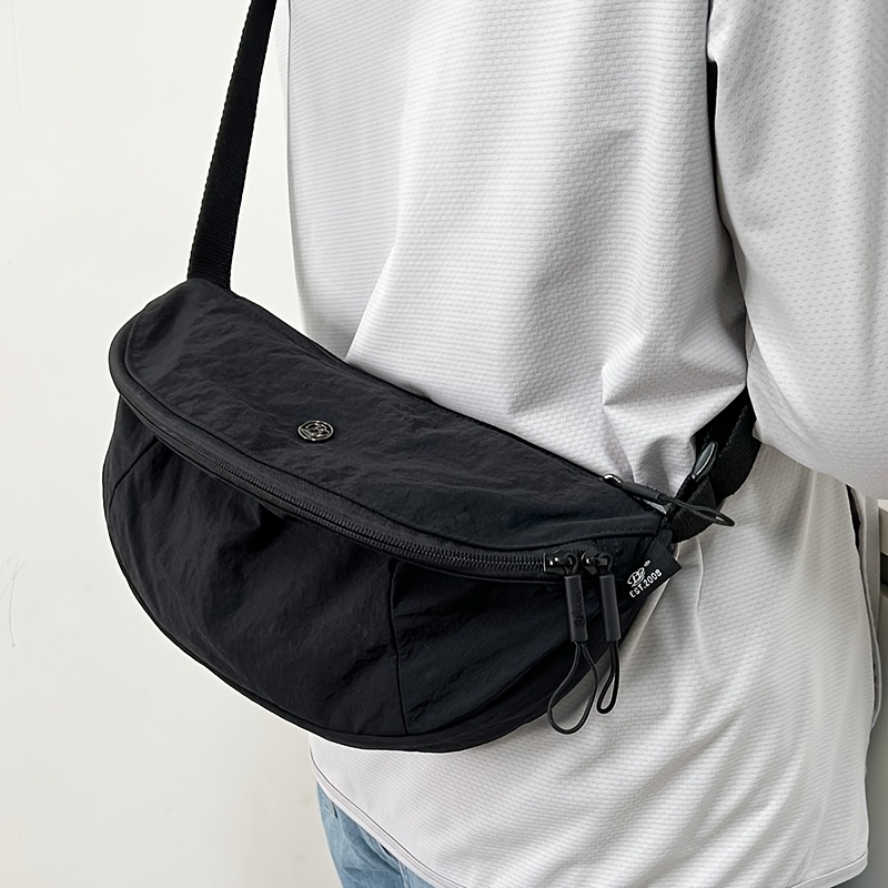 TEMU Ultralekka Modna Torba Kurierska z Nylonu dla Kobiet, Wytrzymała Lekka Tkanina w Jednolitym Kolorze - Zamek Błyskawiczny, Odporna na Zużycie,