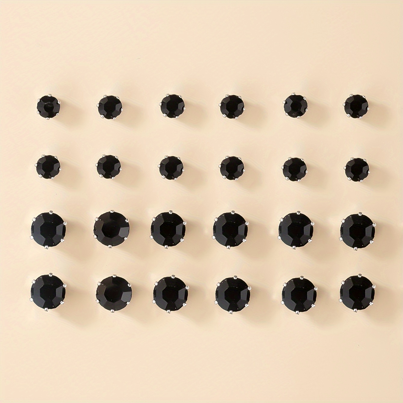 TEMU 1 Zestaw 12 Par Modnych I Wykwintnych Czarnych Szkła Wielkości ' Zestaw Kolczyków Prezent Świąteczny Biżuteria Może Być Noszona Codziennie