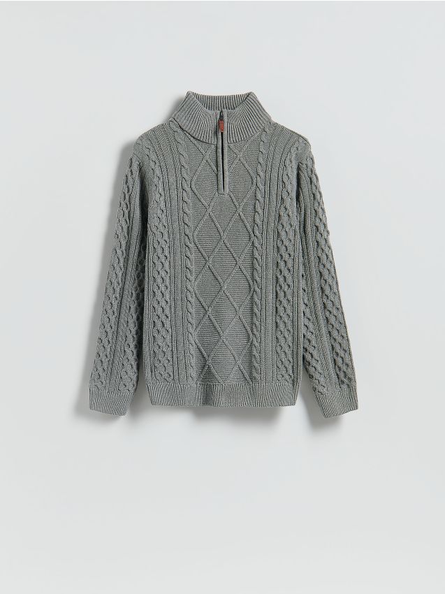 Reserved - Sweter z golfem - szary