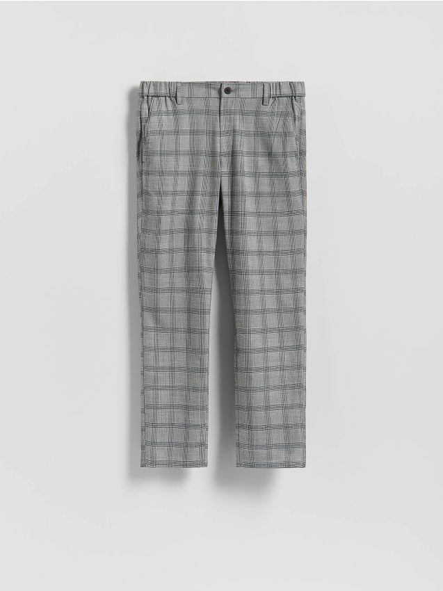 Reserved - Spodnie chino slim w kratę - szary