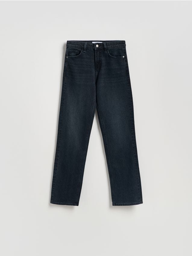 Reserved - Jeansy straight fit - granatowy