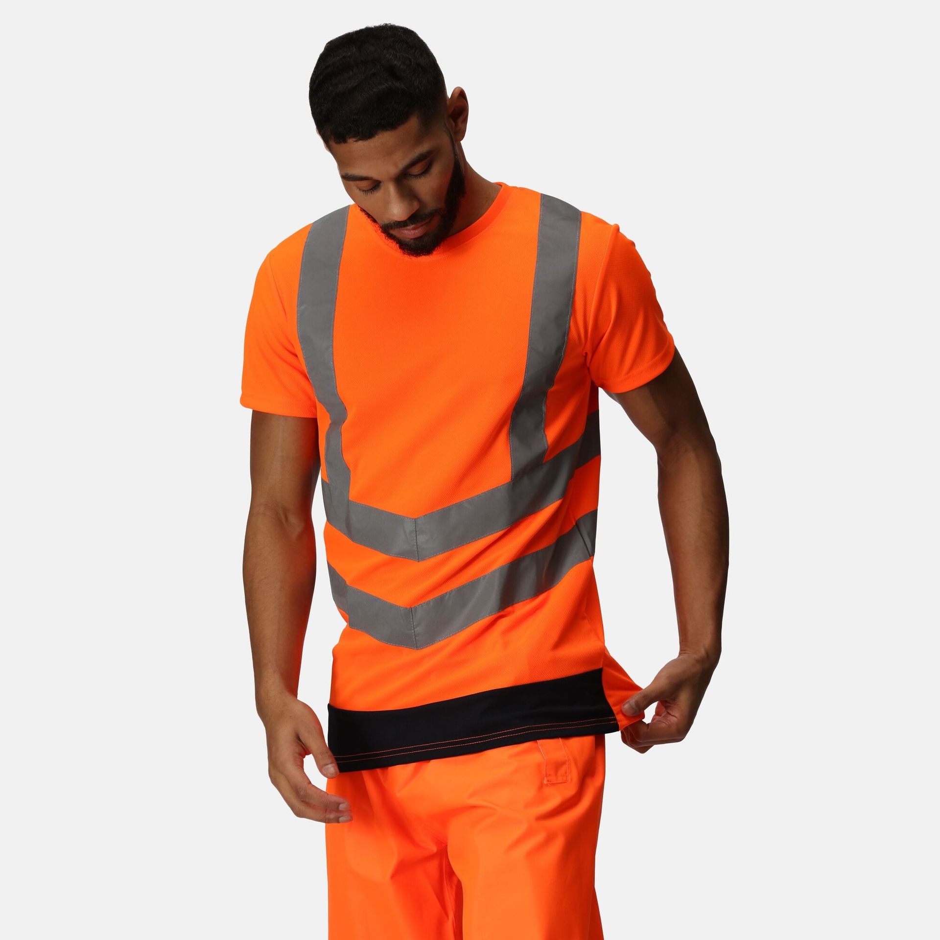 Regatta Professional Męska koszulka odblaskowa Pro Hi Vis Pomarańczowo-granatowy, Rozmiar: 3XL