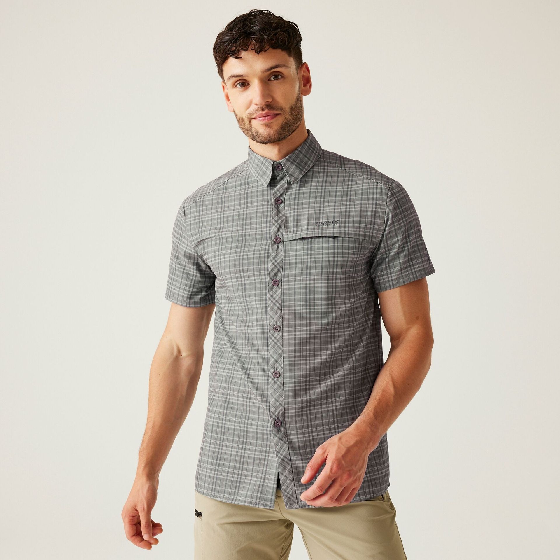 Regatta Męska koszula z krótkim rękawem Travel Packaway przeciw insektom Brązowy, Rozmiar: 5XL