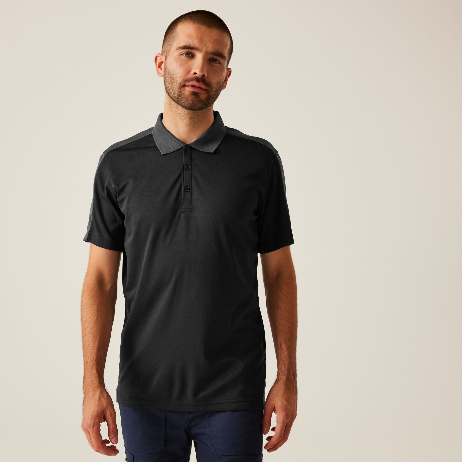 Regatta Professional Męska koszulka polo Contrast Czarno-szary, Rozmiar: 4XL