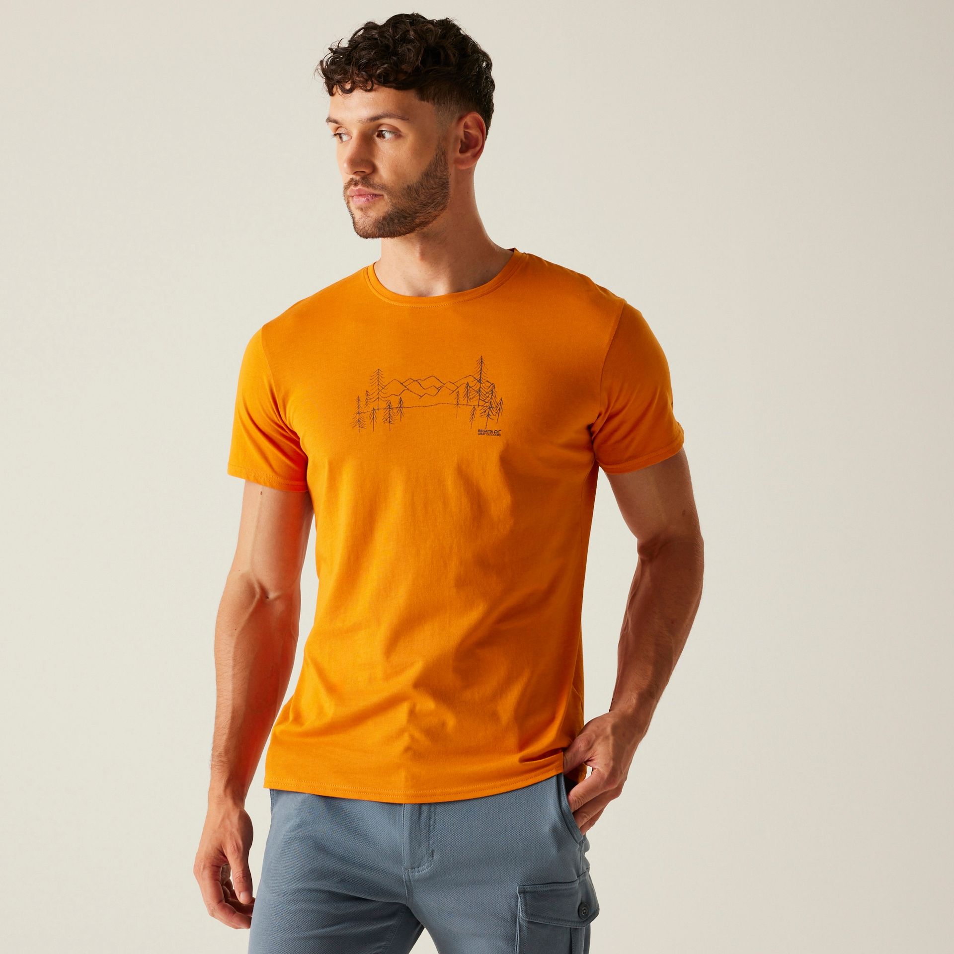 Regatta Męska koszulka Breezed V Pomarańczowy, Cotton, Rozmiar: 5XL