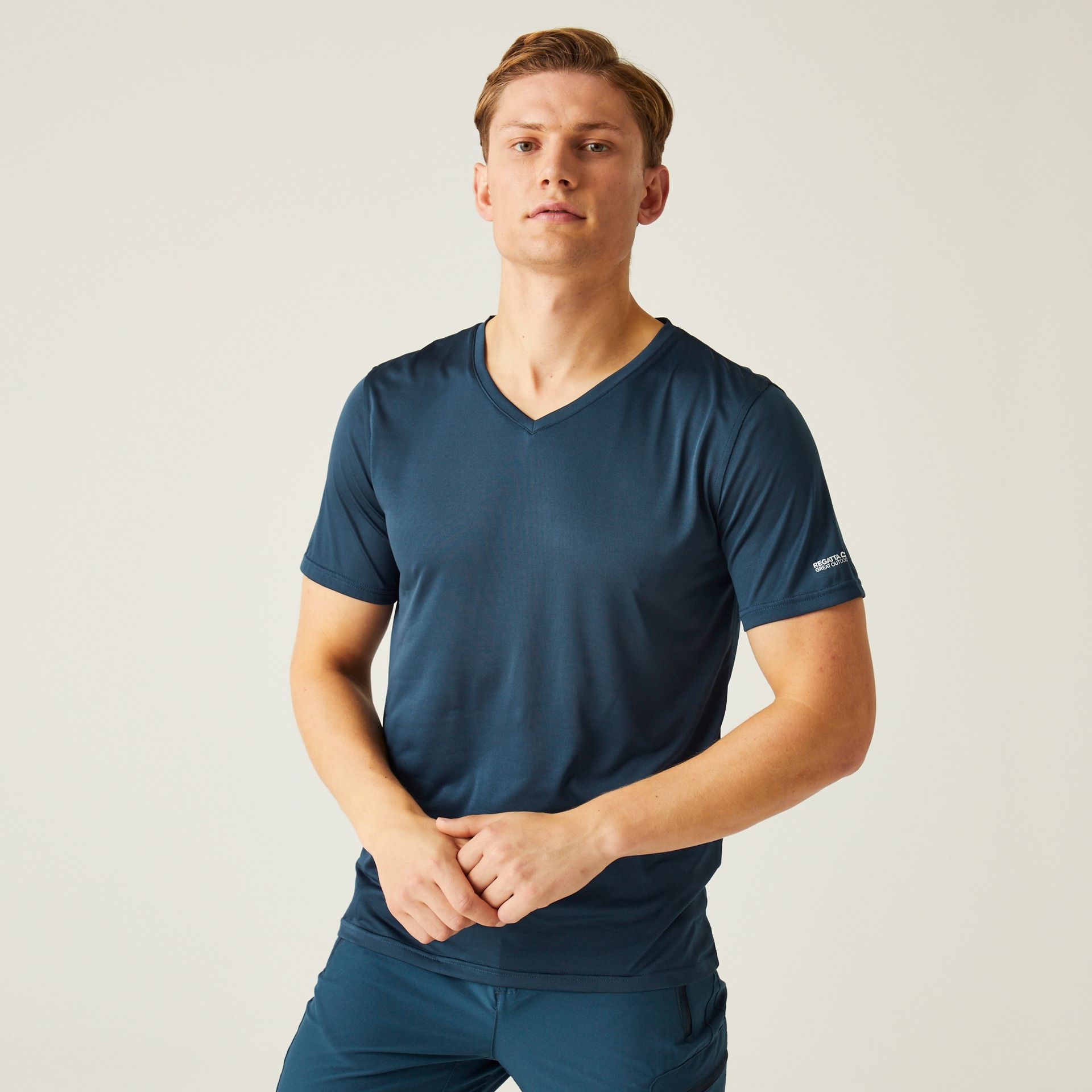 Regatta Męska koszulka Fingal V-Neck Ciemnoniebieski, Rozmiar: S