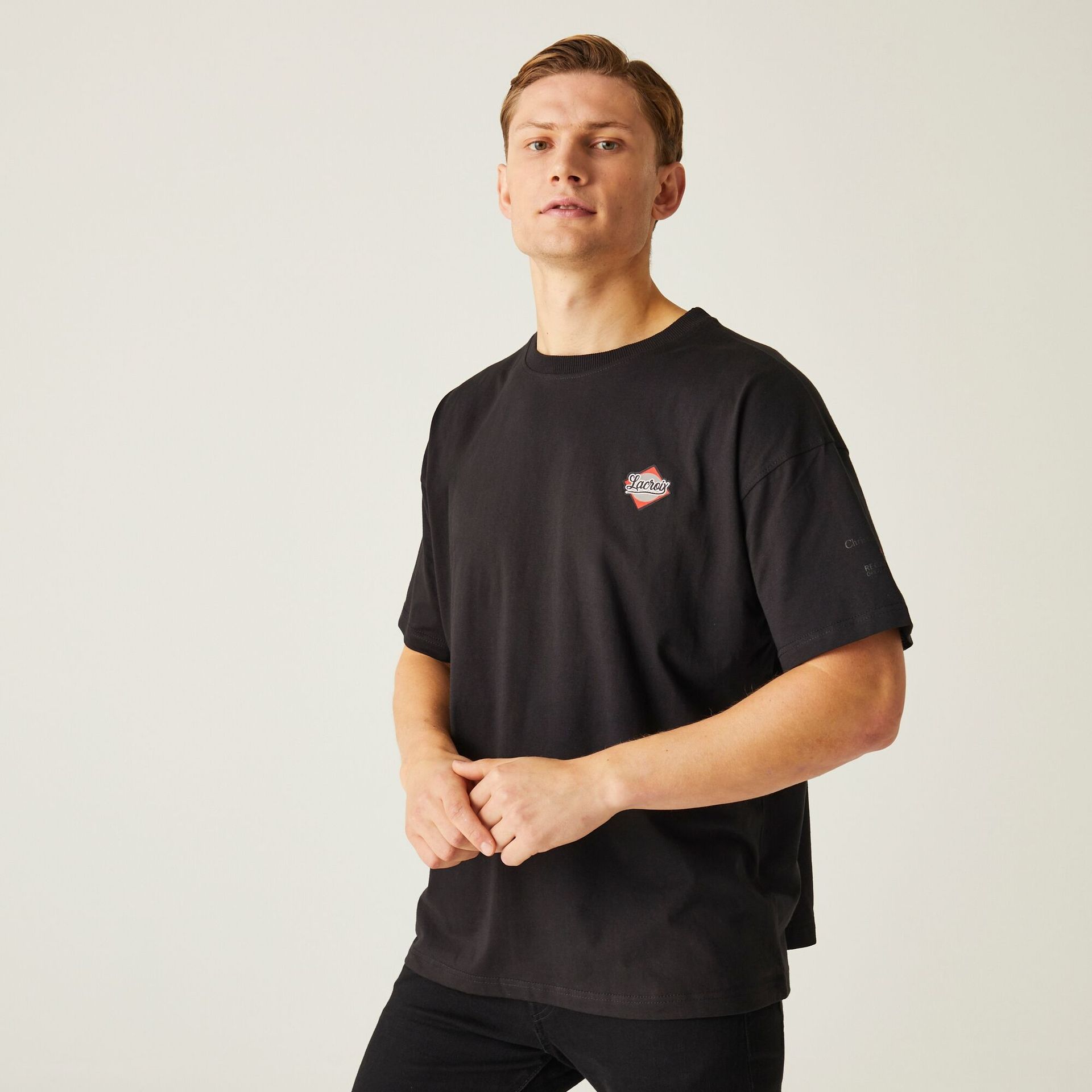 Regatta Christian Lacroix Męska koszulka z krótkim rękawem Aramon Czarny, Cotton, Rozmiar: S