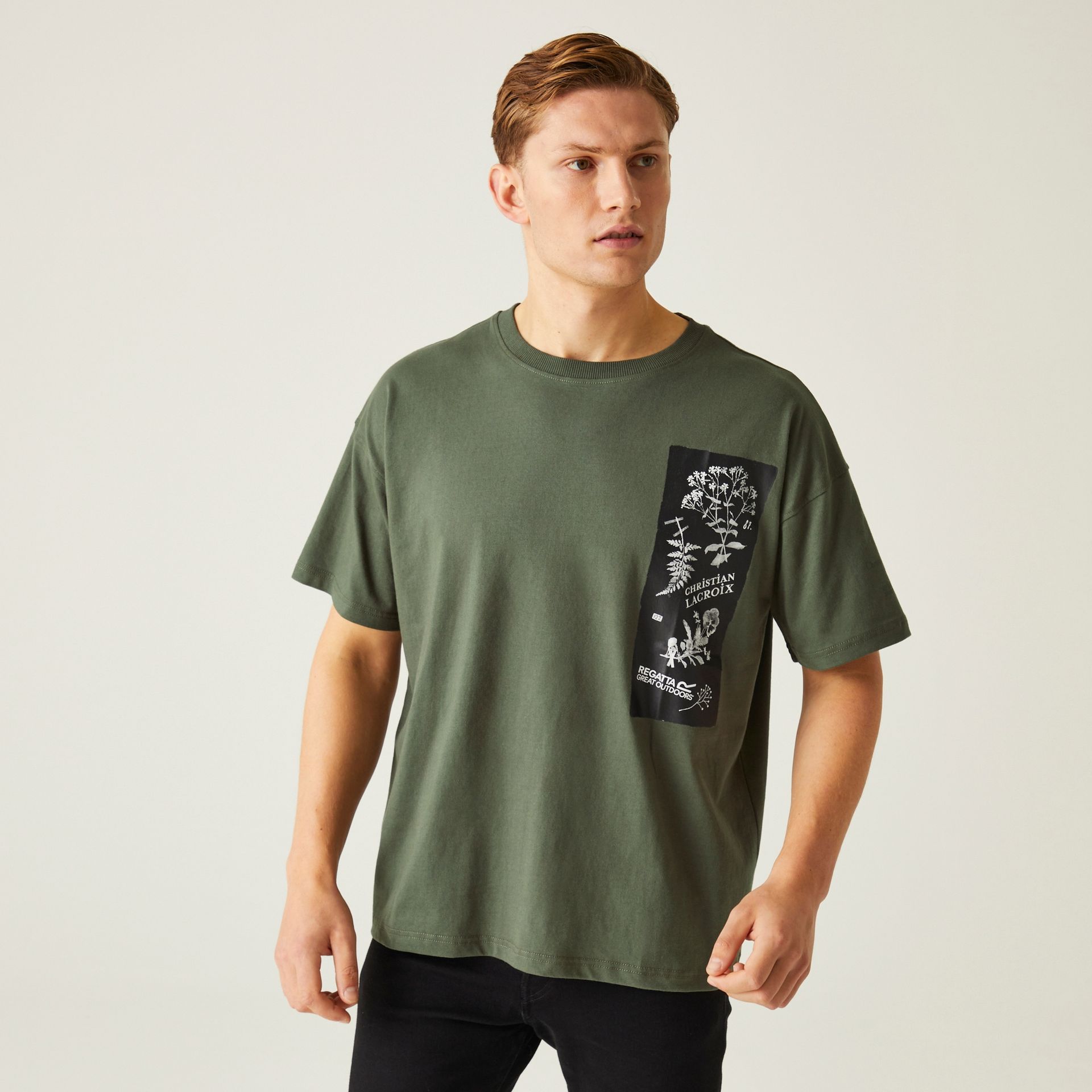 Regatta Christian Lacroix Męska koszulka z krótkim rękawem Aramon Ciemne khaki, Cotton, Rozmiar: 2XL