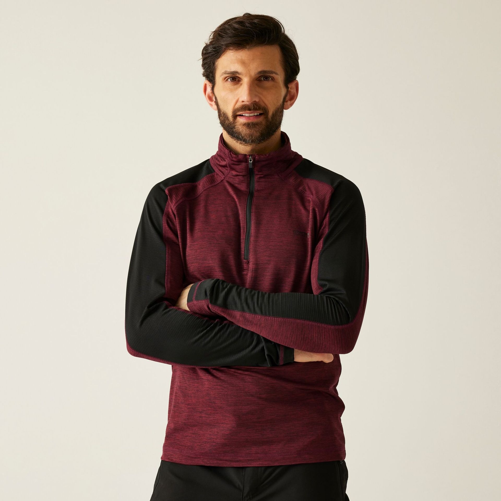 Regatta Polar męski z suwakiem 1/2 Hepley Burgundowy, Rozmiar: 3XL