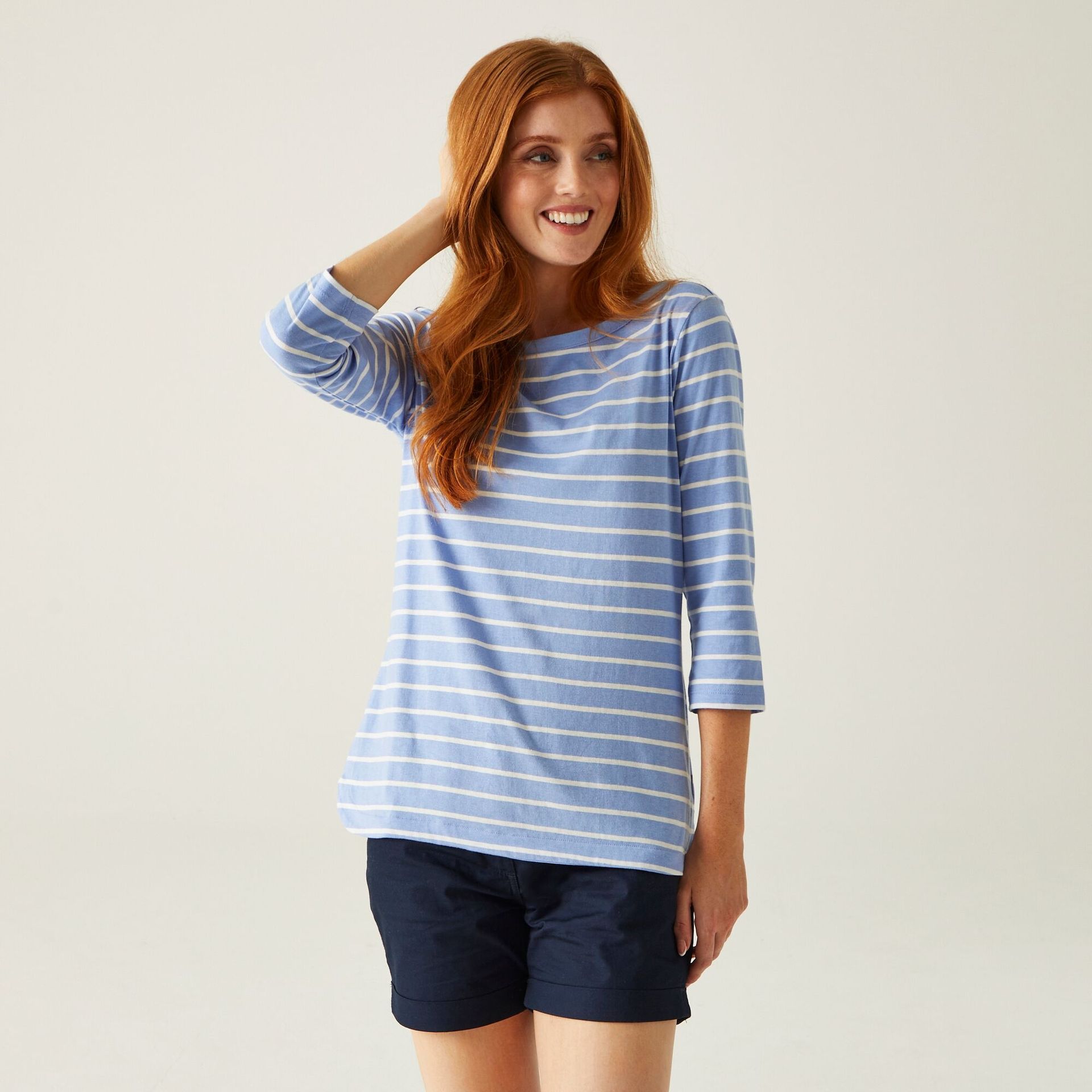 Regatta Damska bluzka 3/4 Bayletta Niebieski, Cotton, Rozmiar: 34