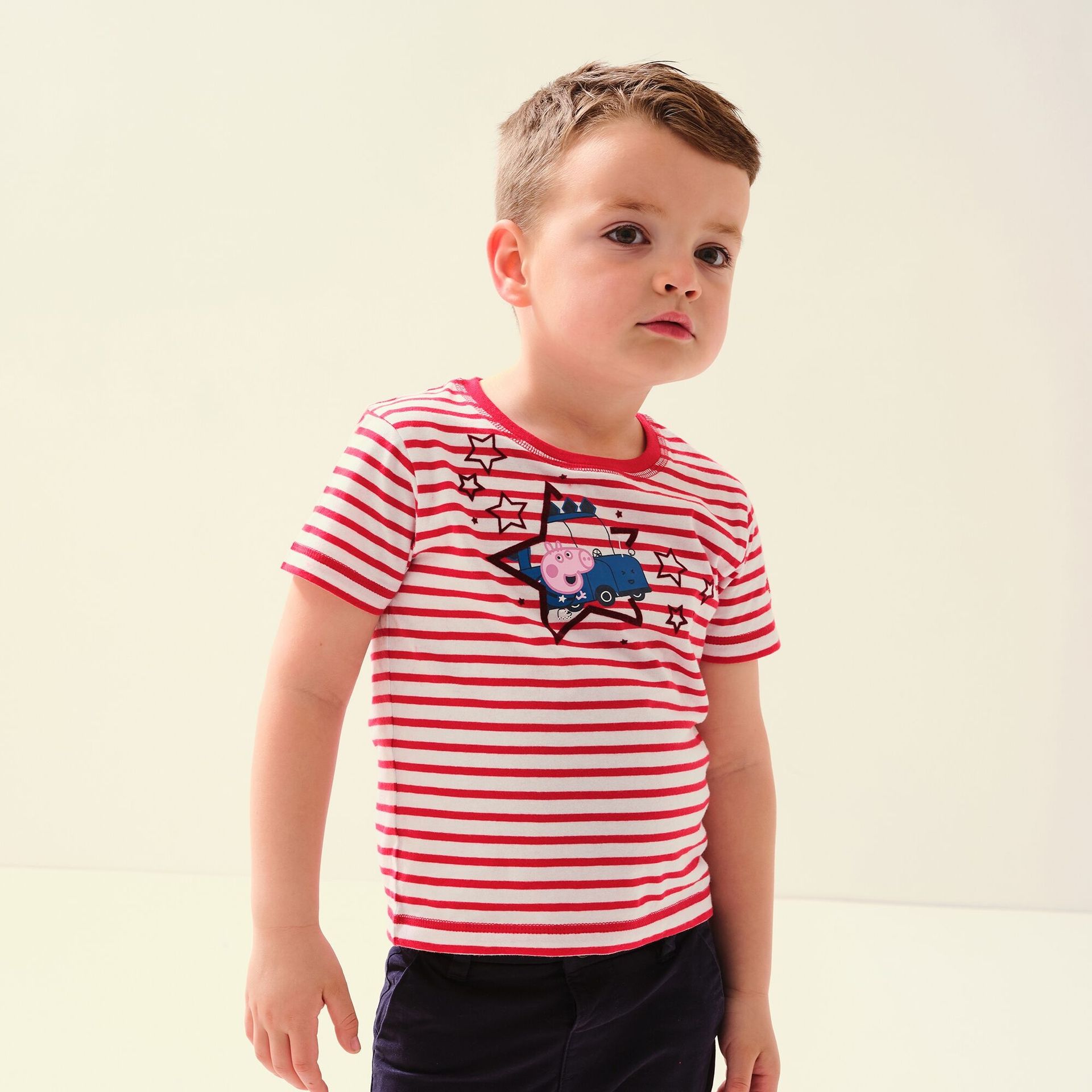 Regatta Dziecięca koszulka Peppa Stripe Czerwony w białe paski, Cotton, Rozmiar: 98 cm