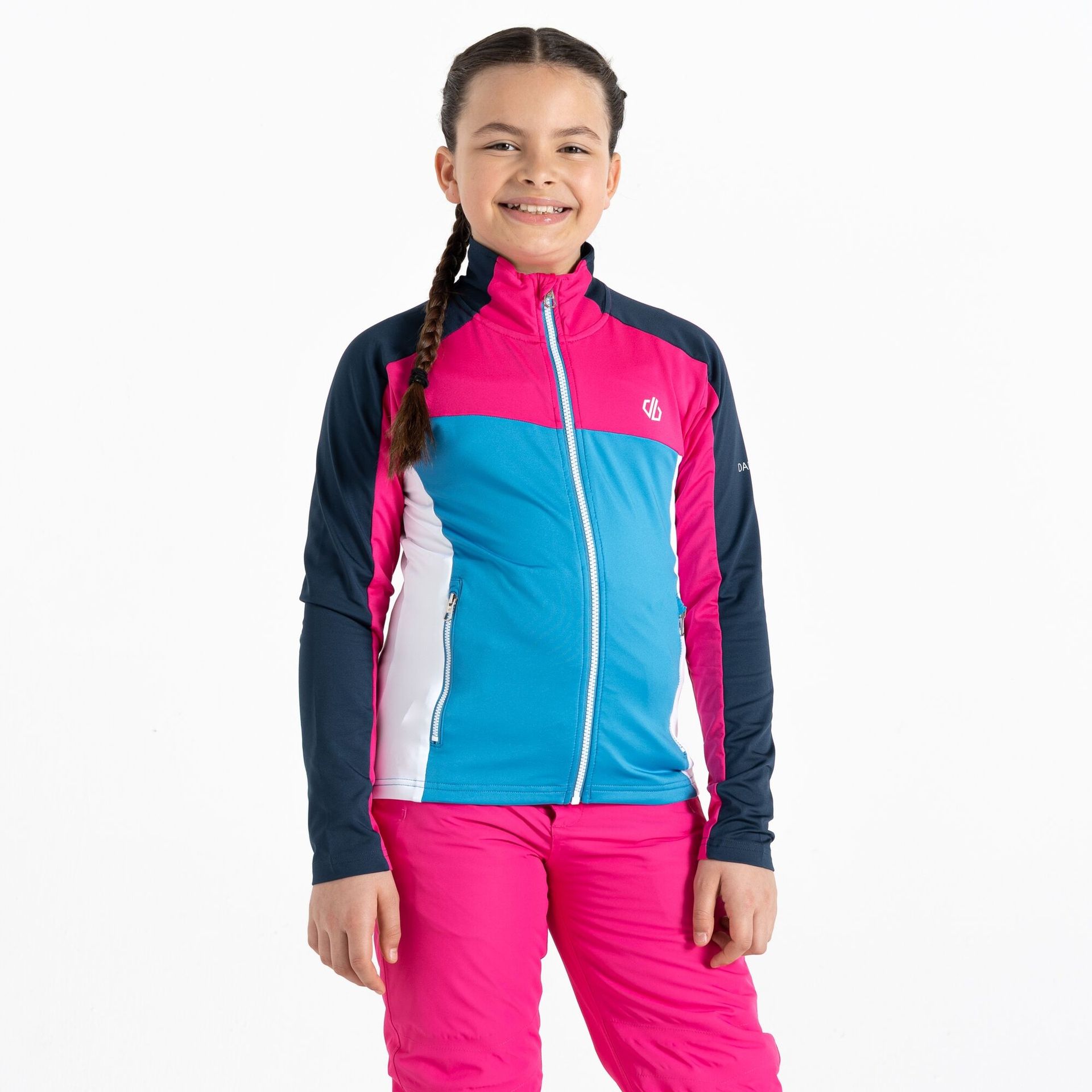 Dare 2b Dziecięca bluza z suwakiem Emergent Niebiesko-różowy, Rozmiar: 104 cm