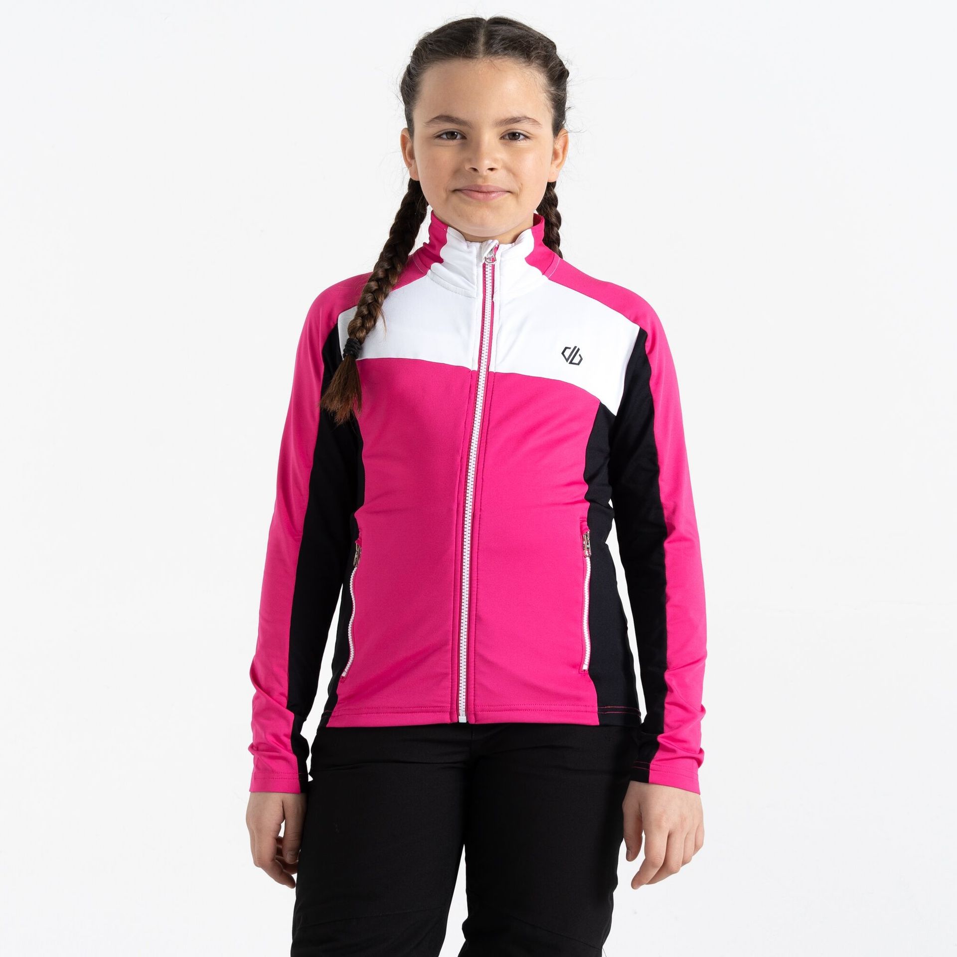 Dare 2b Dziecięca bluza z suwakiem Emergent Różowo-czarny, Rozmiar: 152 cm