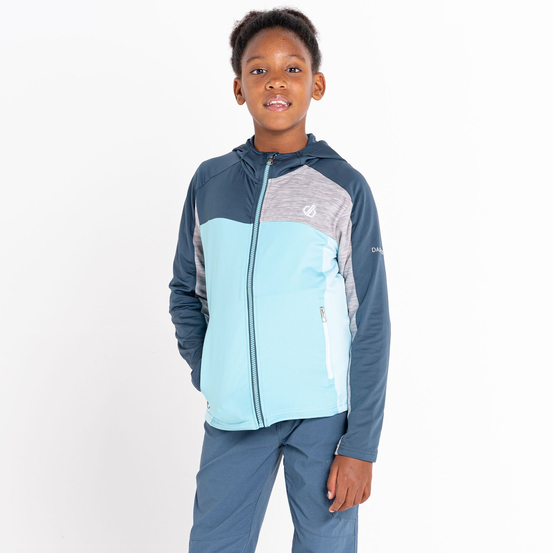 Dare 2b Dziecięca bluza z kapturem Thriving Szaro-niebieski, Rozmiar: 104 cm