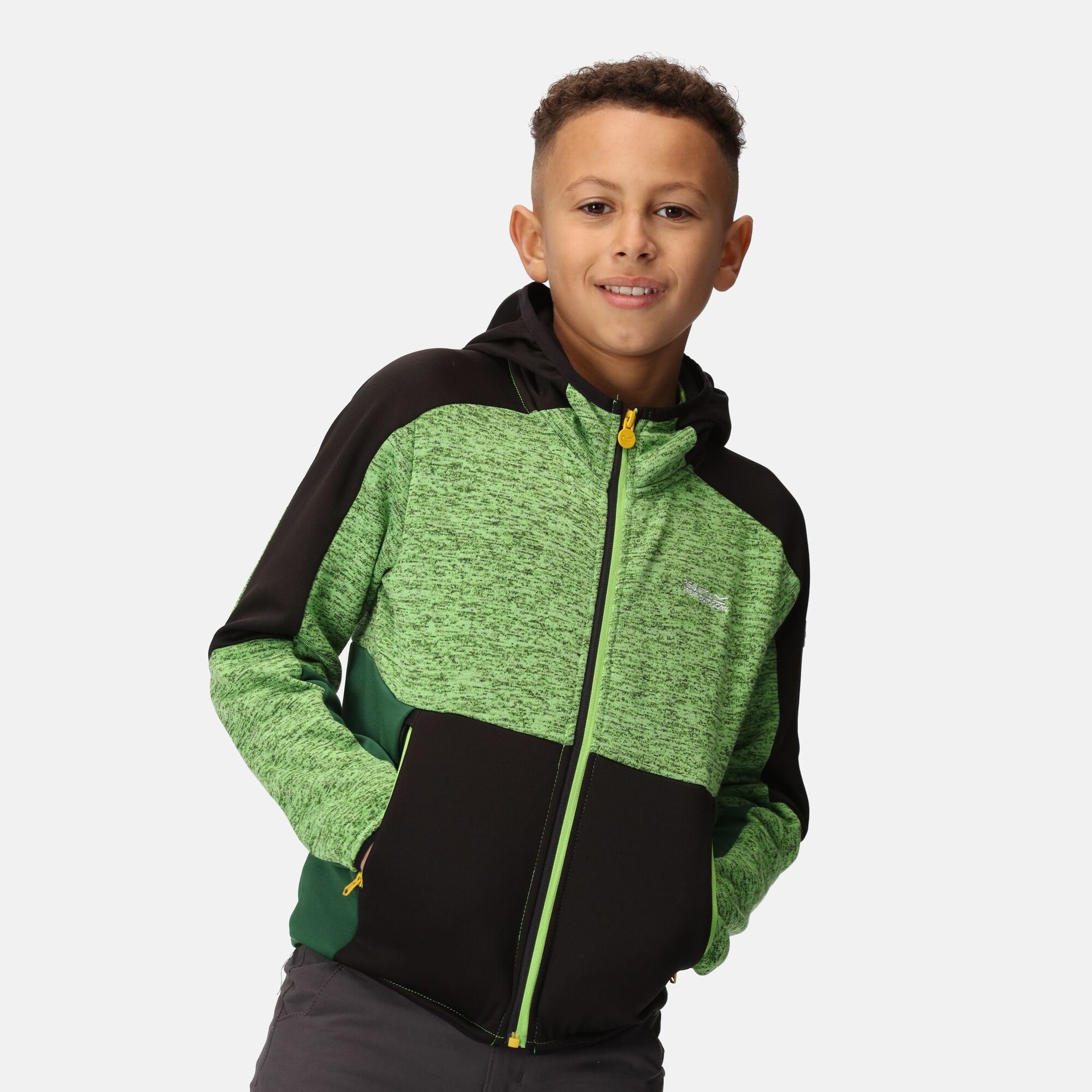 Regatta Dziecięcy polar z suwakiem Dissolver VII Zielono-czarny, Cotton, Rozmiar: 104 cm