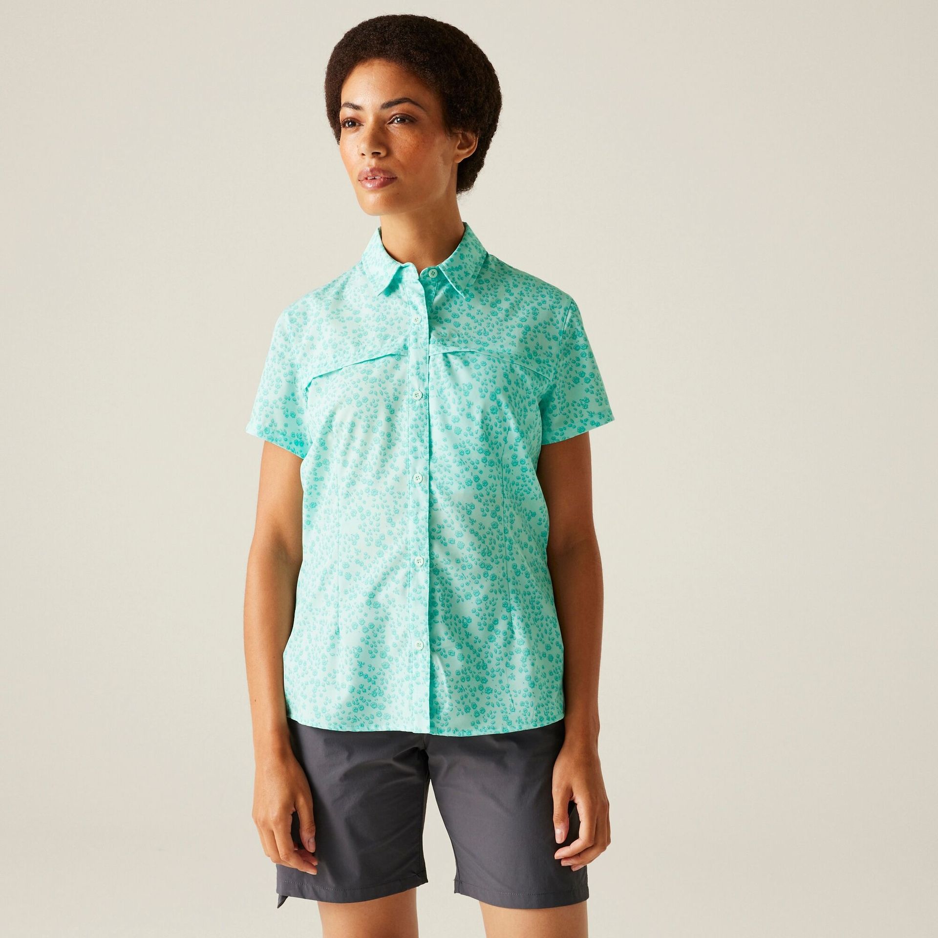 Regatta Damska koszula z krótkim rękawem Travel Packaway przeciw insektom Niebieski, Rozmiar: 46