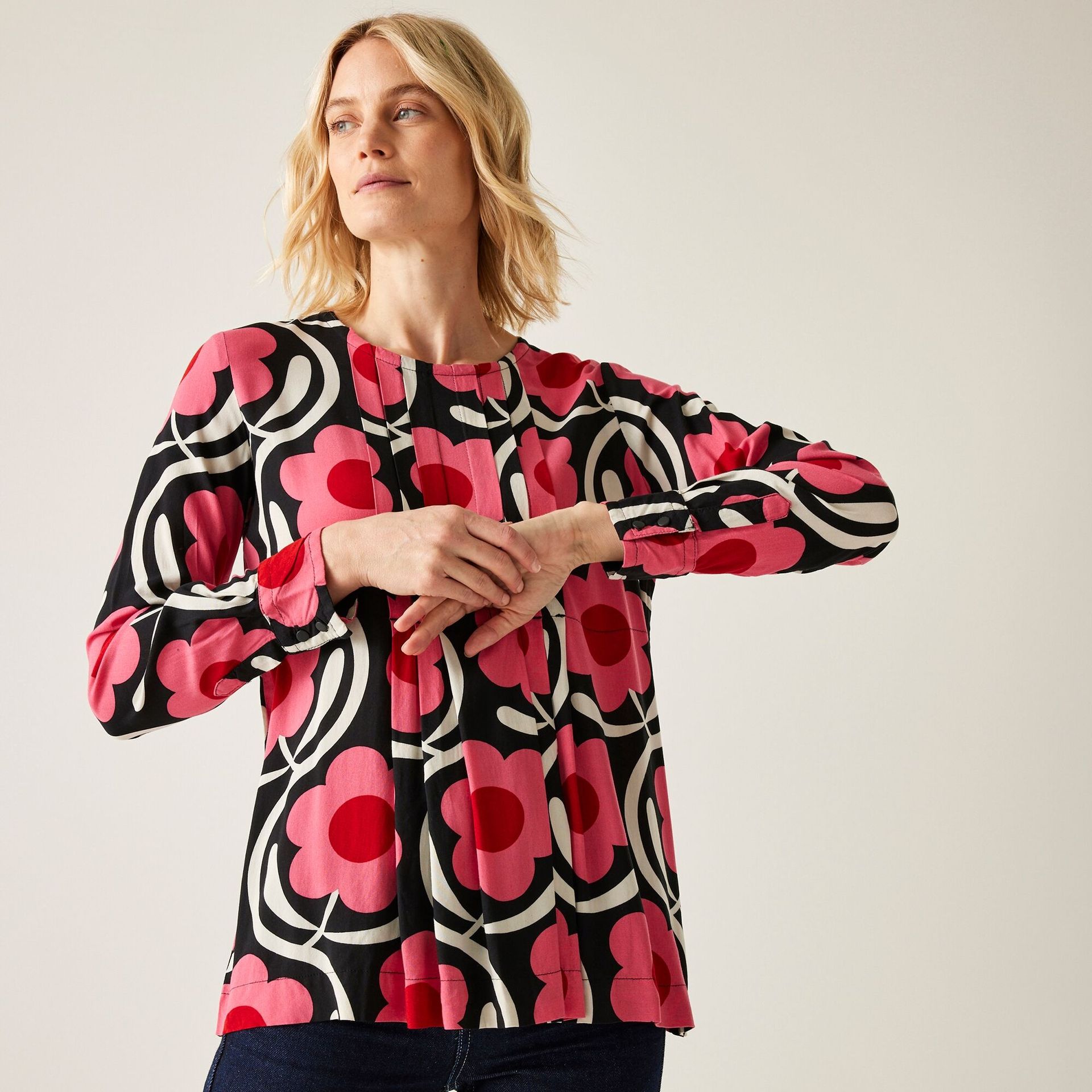 Regatta Orla Kiely Damska bluzka z długim rękawem Różowy we wzór, Cotton, Rozmiar: 40