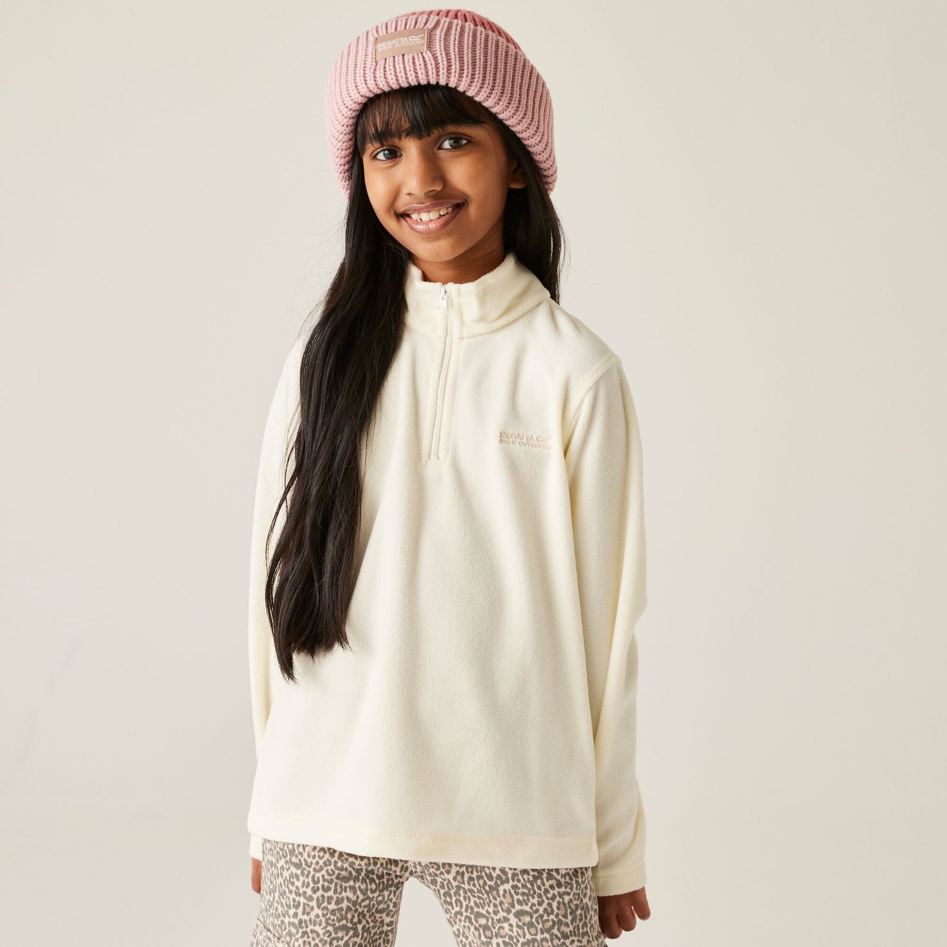 Regatta Polar dziecięcy z suwakiem 1/2 Hot Shot II Biały, Rozmiar: 158 cm