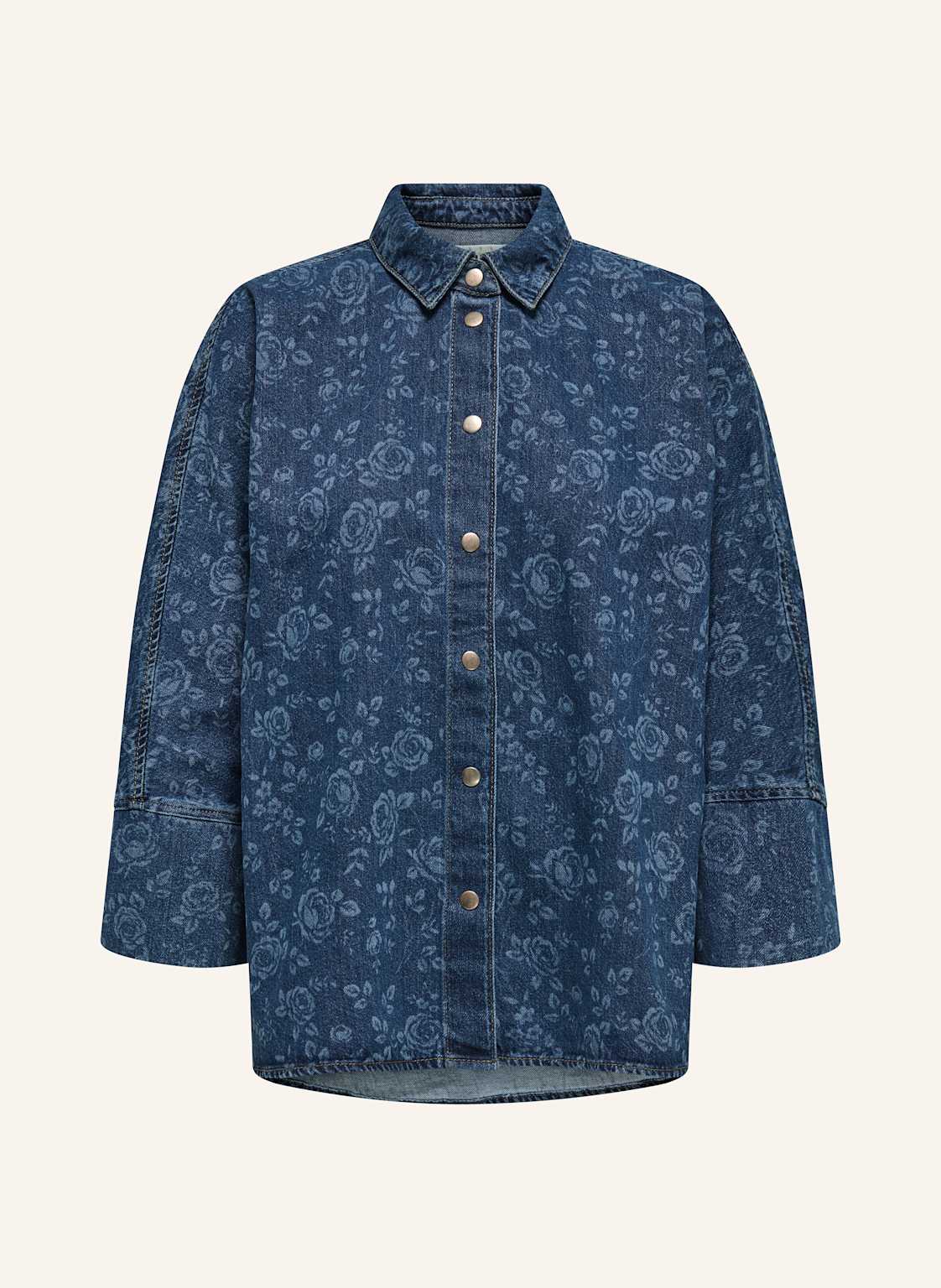 Only Bluzka Jeansowa Z Rękawami 3/4 blau