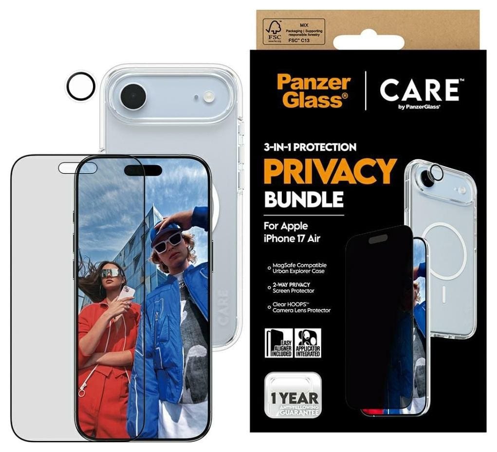 CARE by PanzerGlass Flagship Privacy 3w1 etui+szkło prywatyzujące+lens iPhone 17 Air