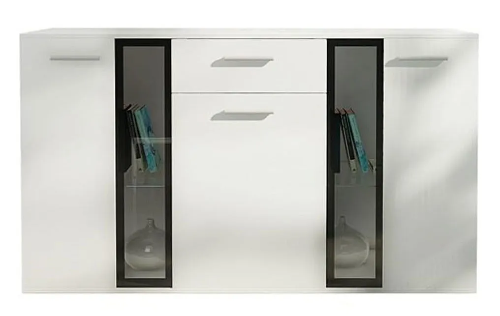 Biała nowoczesna komoda z witryną - Melorix