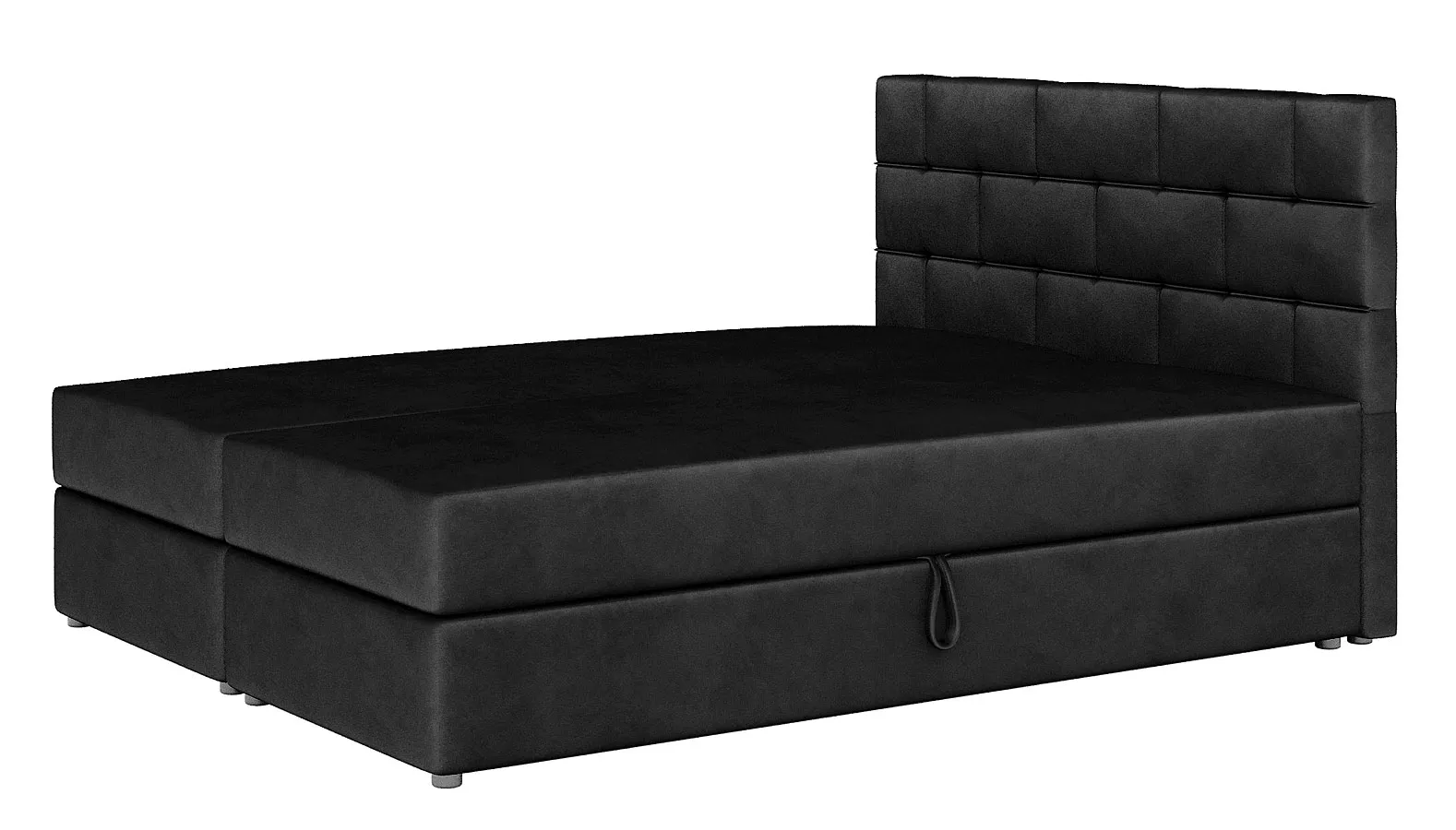 Czarne welurowe łóżko kontynentalne z pojemnikiem 6 rozmiarów B9-B06