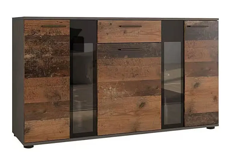 Komoda z witryną w kolorze starego drewna - Melorix