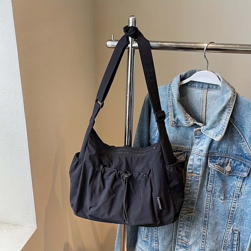 TEMU Unisex lekka składana torba na ramię - Wiele kieszeni z zamkiem błyskawicznym, regulowany pasek crossbody dla kobiet i mężczyzn, codzienna torba