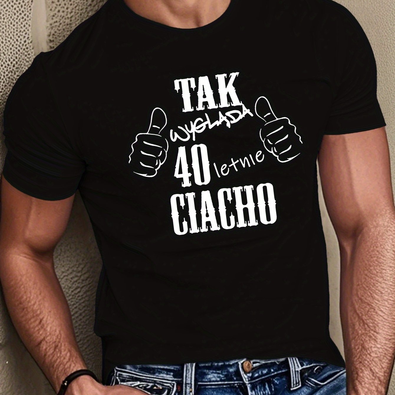 TEMU Męska zabawna koszulka z okazji 40. urodzin - 