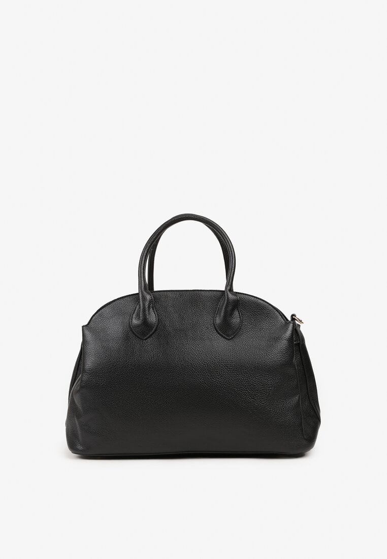 Czarna Trzykomorowa Torebka Shopper z Dwoma Rączkami i Paskiem Arivire