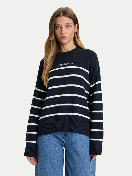 Guess Jeans Sweter W5BR03 Z3HM1 Niebieski Relaxed Fit