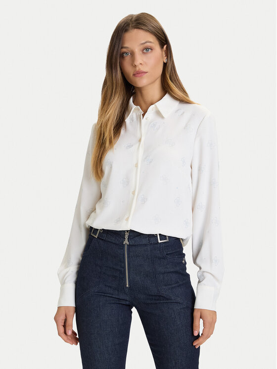 Guess Koszula W5BH80 W2982 Biały Regular Fit